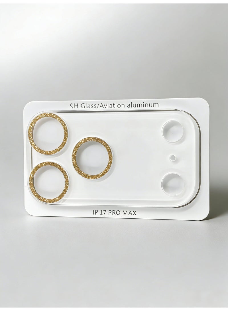 iPhone 17 PRO MAX Camera Lens Protector Ultra HD Clear, Anti-Scratch, Easy Installation, Sparkle and flash, No-Residue Adhesive, Compatible with Most Cases, Ultra-thin Tempered Glass, 1 Pack - Sparkle GOLD - Image 2